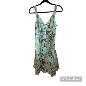 VINTAGE FLORAL MIDI THREE TIER RUFFLE FAIRYCORE BALLETCORE WHIMSICAL DRESS